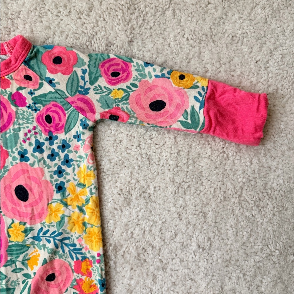 Little Sleepies Pink Floral Kids Zipper Convertible One Piece - size Newborn - Picture 3 of 14